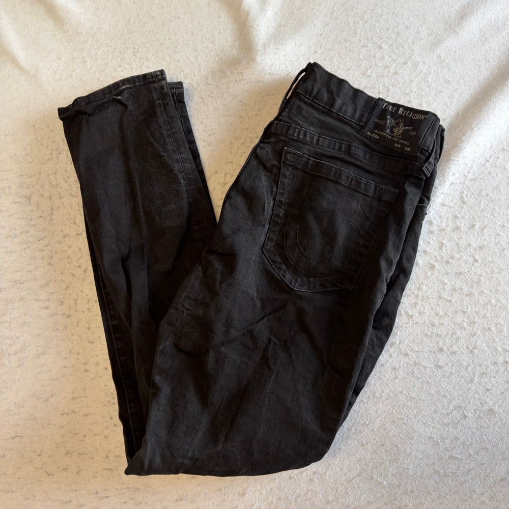 True Religion Rocco Skinny Jeans Mens 36 Black Stretch Horseshoe Pocket